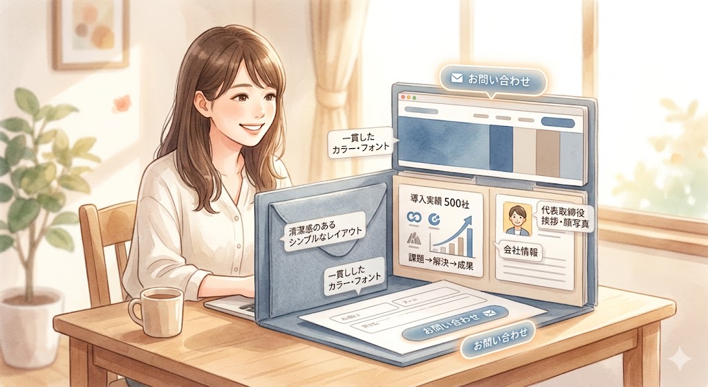 情報が古く雑然としたコーポレートサイトの画面イメージ