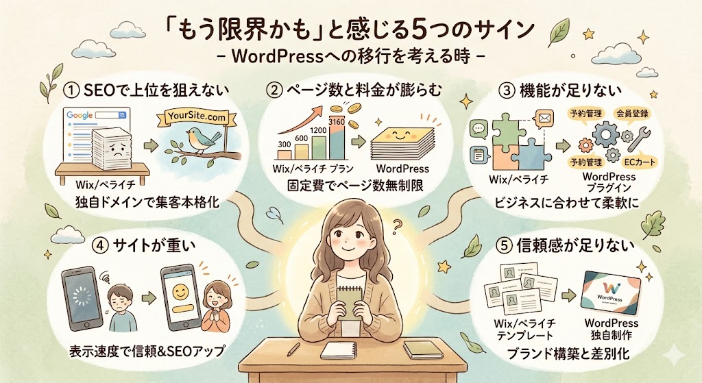 ホームページの限界を示す5つのサインのイメージ
