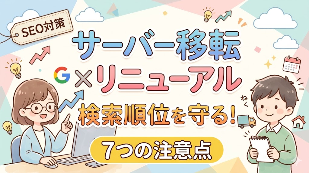 サーバー移転とサイトリニューアルを同時に行う際のSEO対策のイメージ