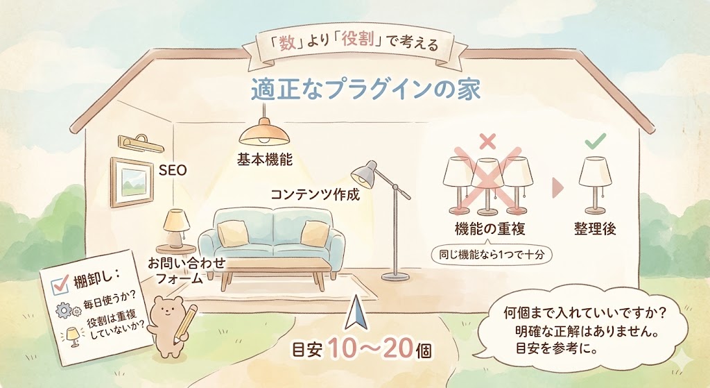 プラグインの数を測るデジタルメーターと適正範囲を示すゲージのイラスト
