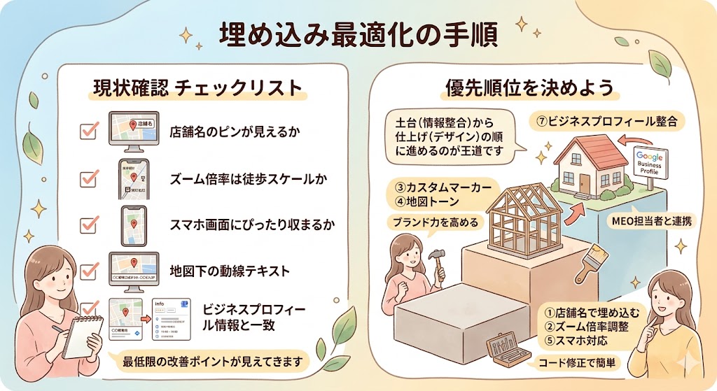 チェックリストと優先順位を示すシンプルなイラスト