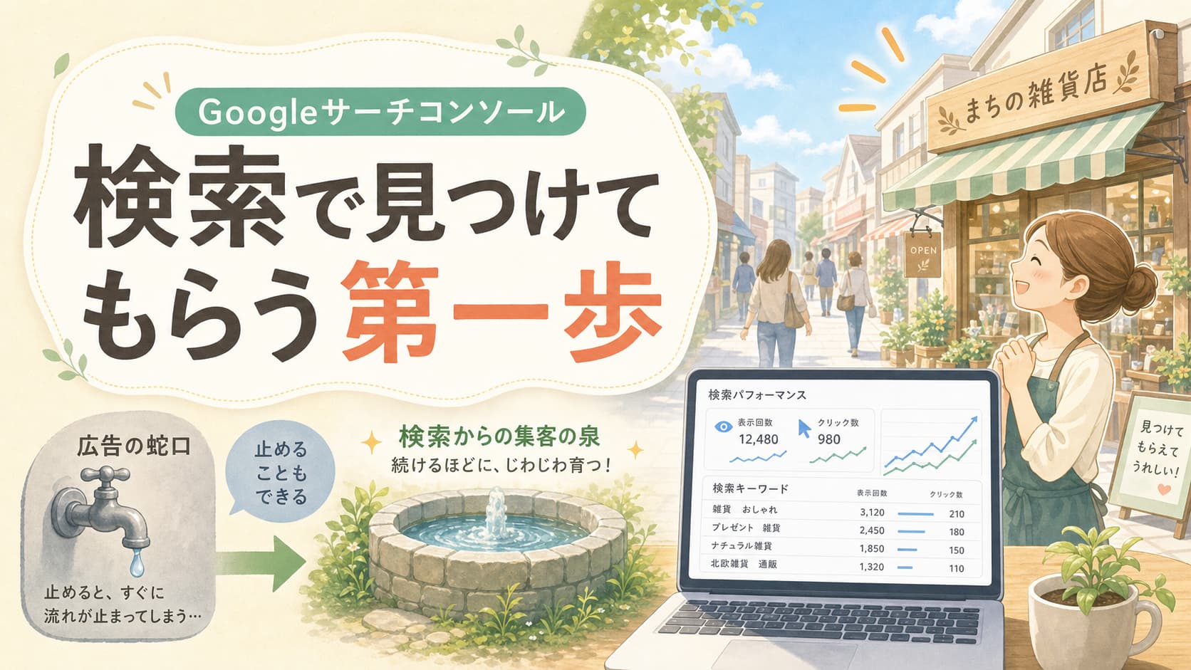 Googleサーチコンソールで検索から見つけてもらう第一歩を示す記事サムネイル