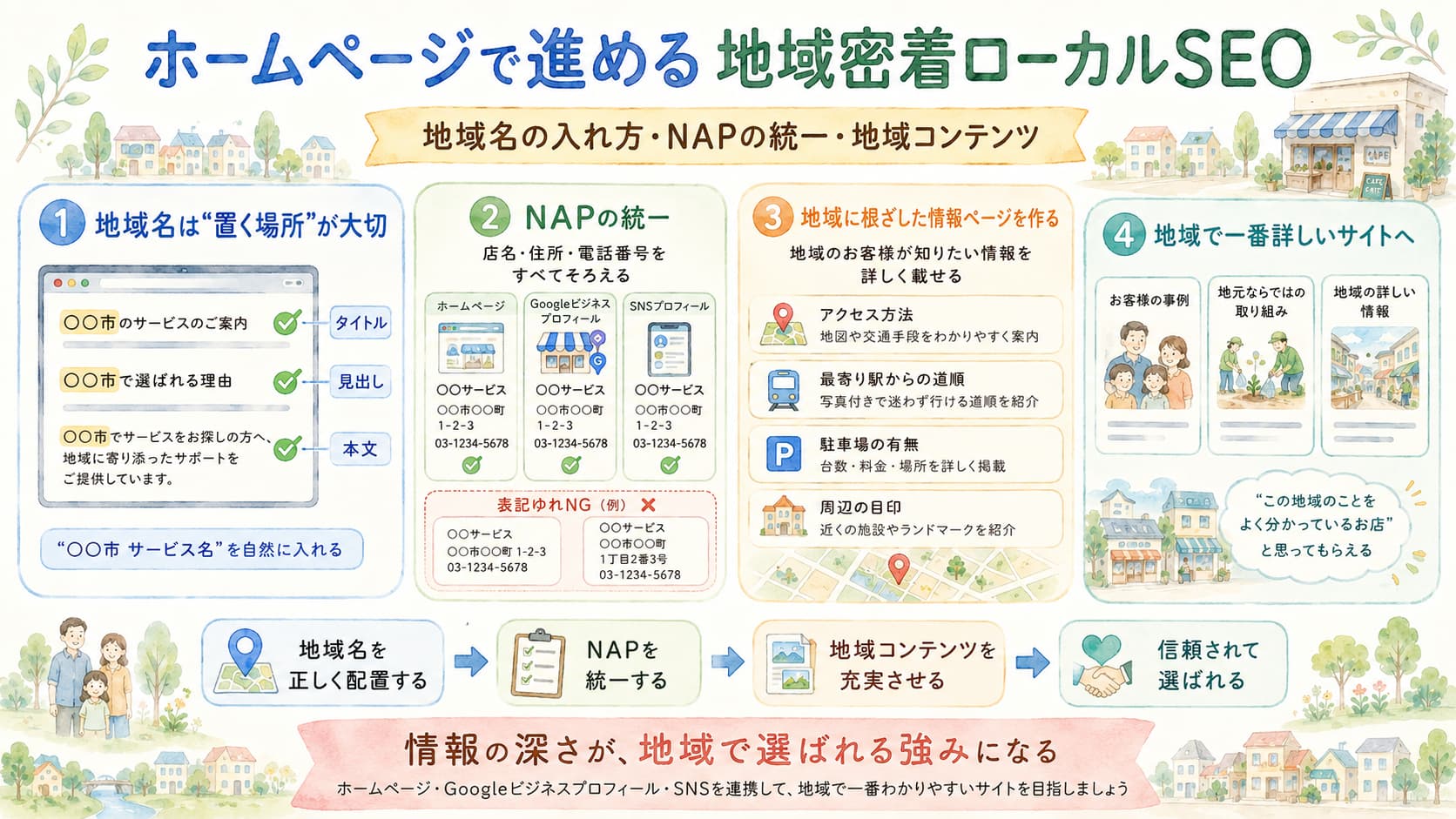 ホームページの地域名設定・NAP統一・地域コンテンツによるローカルSEO対策