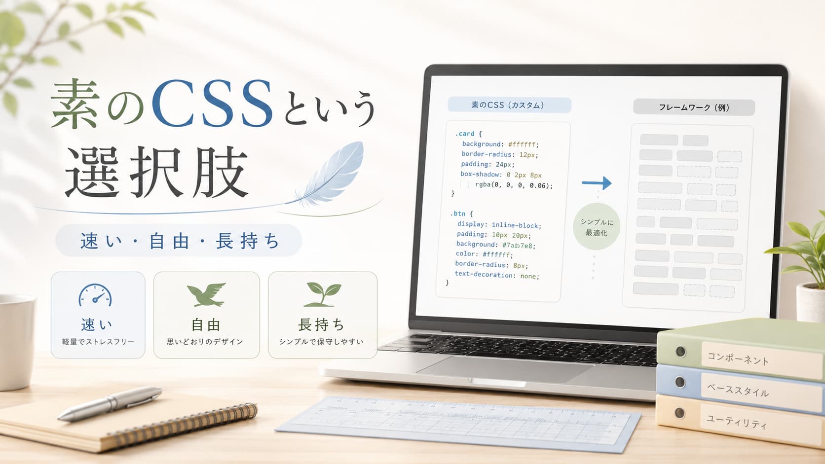 素のCSSという選択肢と、速さ・自由度・長持ちのメリットを紹介する記事サムネイル