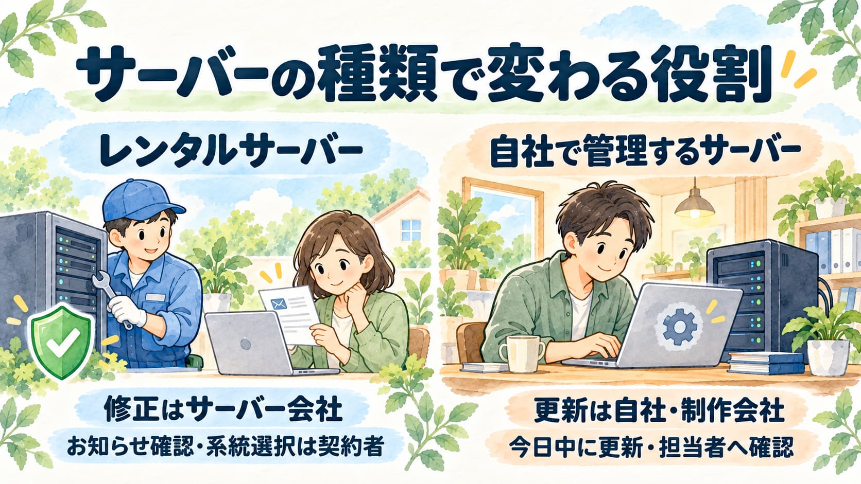 レンタルサーバーと自社管理サーバーにおけるPHP更新の役割分担